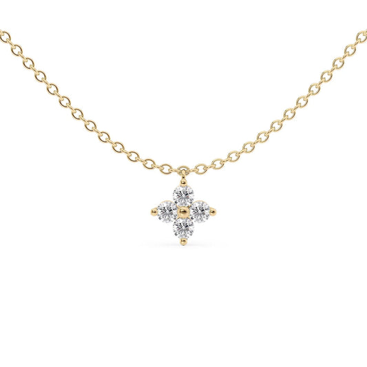 0.16 CT Round Clover Pendant Moissanite Diamond Necklace in Solid Gold