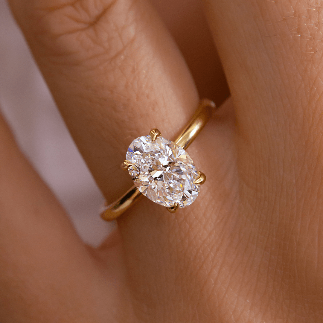 Marquise Shaped Three Stone Lab Grown Diamond Engagement Ring