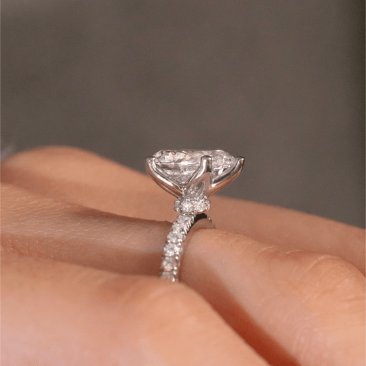 Marquise Shaped Three Stone Lab Grown Diamond Engagement Ring