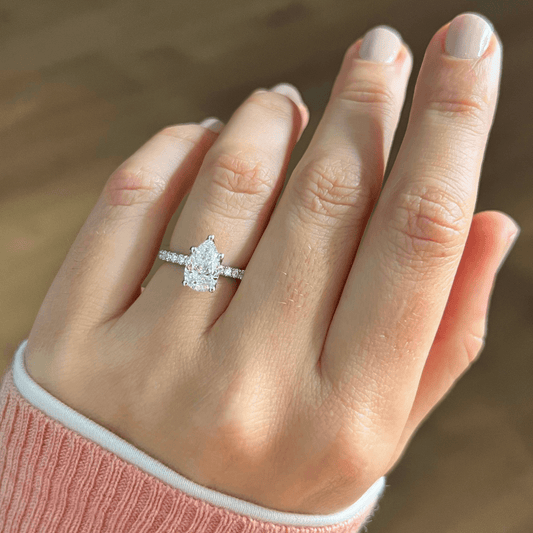 Marquise Shaped Three Stone Lab Grown Diamond Engagement Ring