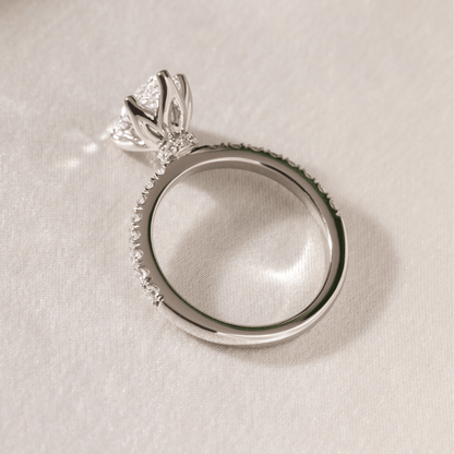 Marquise Shaped Three Stone Lab Grown Diamond Engagement Ring