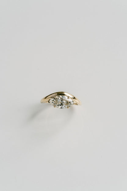 Marquise Shaped Three Stone Lab Grown Diamond Engagement Ring