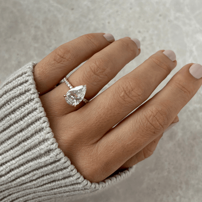 Marquise Shaped Three Stone Lab Grown Diamond Engagement Ring