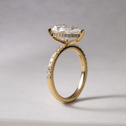 Marquise Shaped Three Stone Lab Grown Diamond Engagement Ring