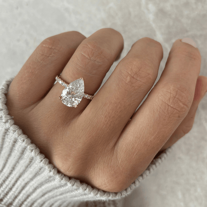 Marquise Shaped Three Stone Lab Grown Diamond Engagement Ring