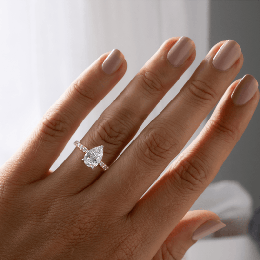Marquise Shaped Three Stone Lab Grown Diamond Engagement Ring