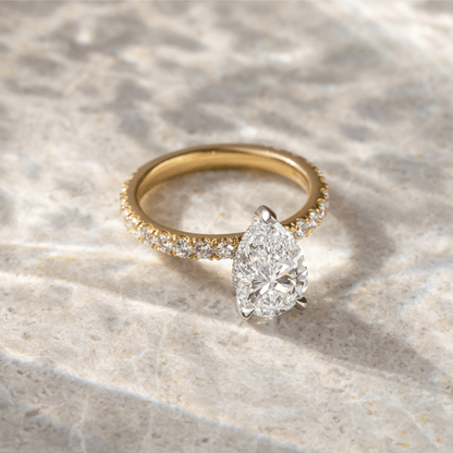 Marquise Shaped Three Stone Lab Grown Diamond Engagement Ring