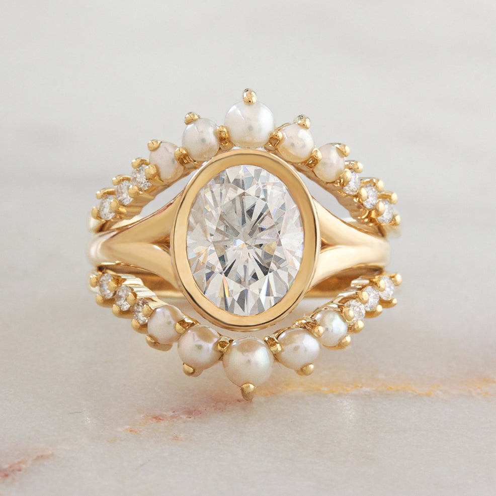 2.9 Carats Emerald Pave Styled Moissanite Engagement Ring