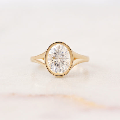 2.9 Carats Emerald Pave Styled Moissanite Engagement Ring