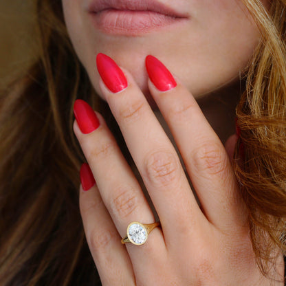 2.9 Carats Emerald Pave Styled Moissanite Engagement Ring
