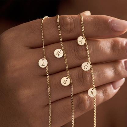 Minimalist Disc Initial Bracelet