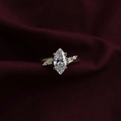 Stunning 1.5-2.5 CT Marquise Moissanite Engagement Ring with Cluster Design