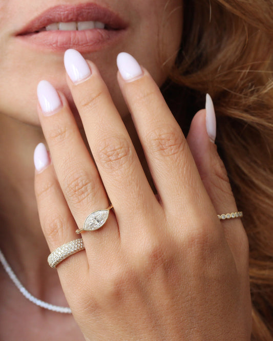 2.9 Carats Emerald Pave Styled Moissanite Engagement Ring