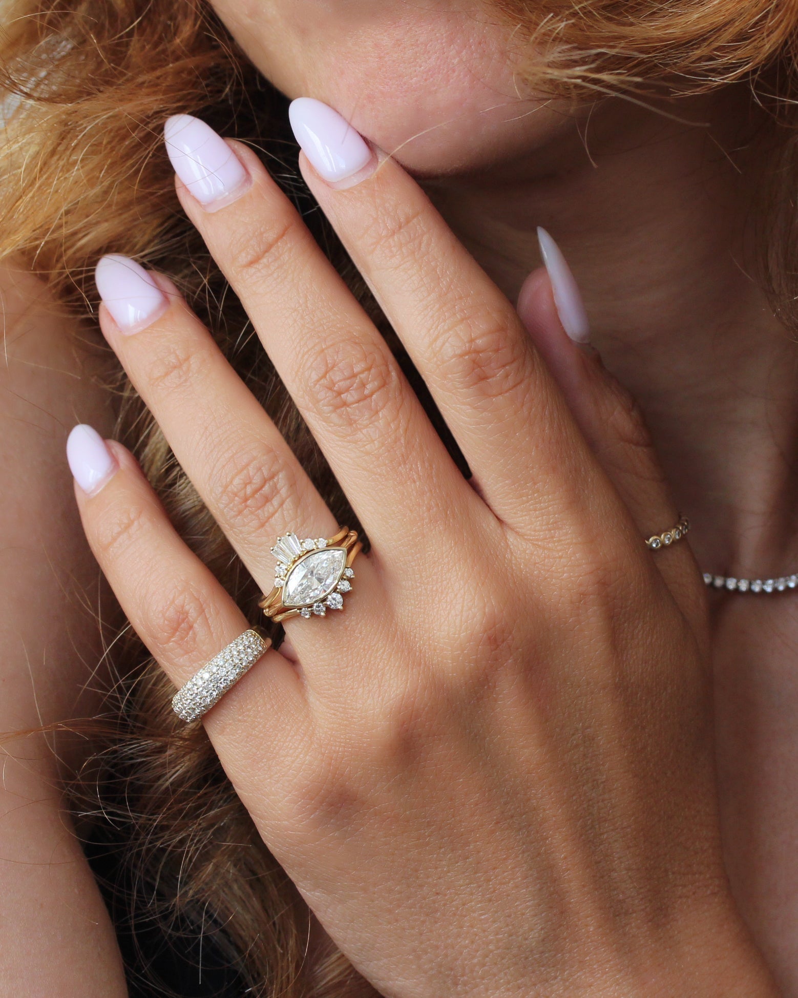 2.9 Carats Emerald Pave Styled Moissanite Engagement Ring