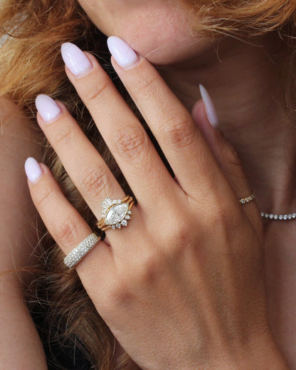 2.9 Carats Emerald Pave Styled Moissanite Engagement Ring