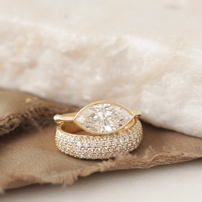 2.9 Carats Emerald Pave Styled Moissanite Engagement Ring