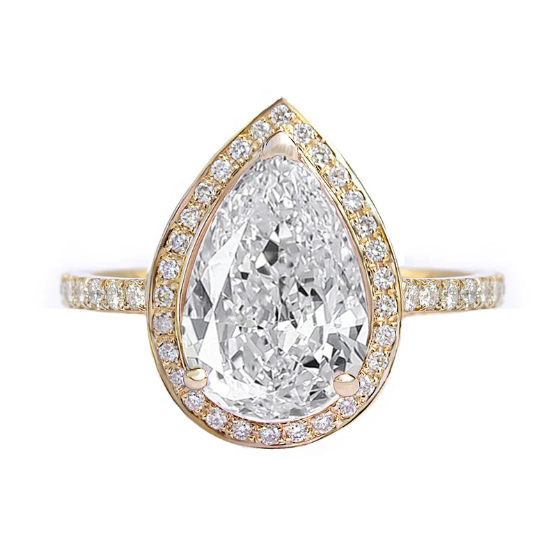2.9 Carats Emerald Pave Styled Moissanite Engagement Ring