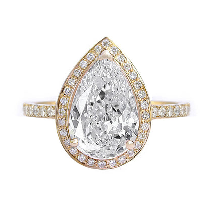 2.9 Carats Emerald Pave Styled Moissanite Engagement Ring