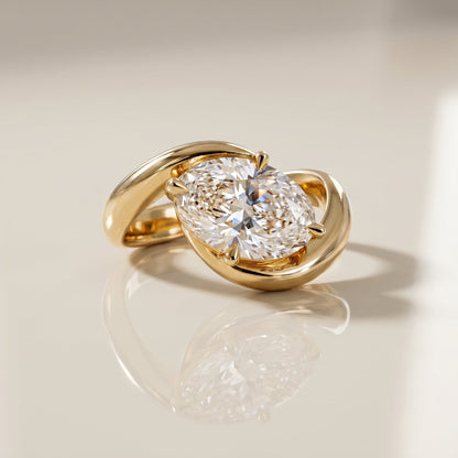 Oval Solitaire Engagement Ring – 2 CT Moissanite Diamond