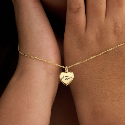 Handwriting Heart Charm Necklace
