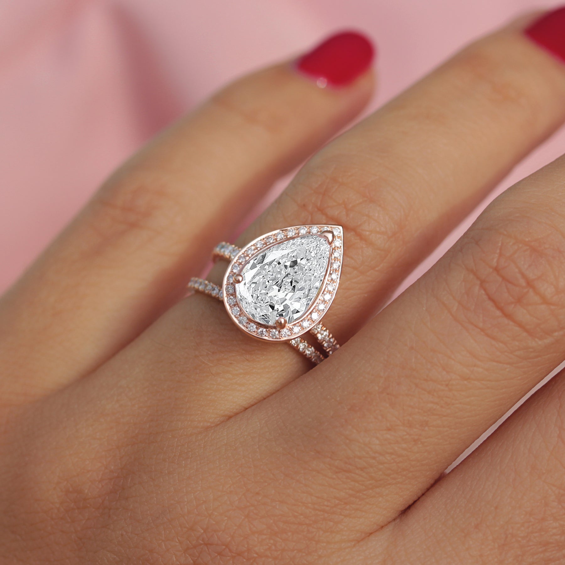 2.9 Carats Emerald Pave Styled Moissanite Engagement Ring