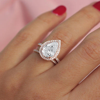 2.9 Carats Emerald Pave Styled Moissanite Engagement Ring