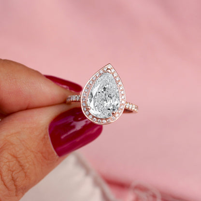 2.9 Carats Emerald Pave Styled Moissanite Engagement Ring