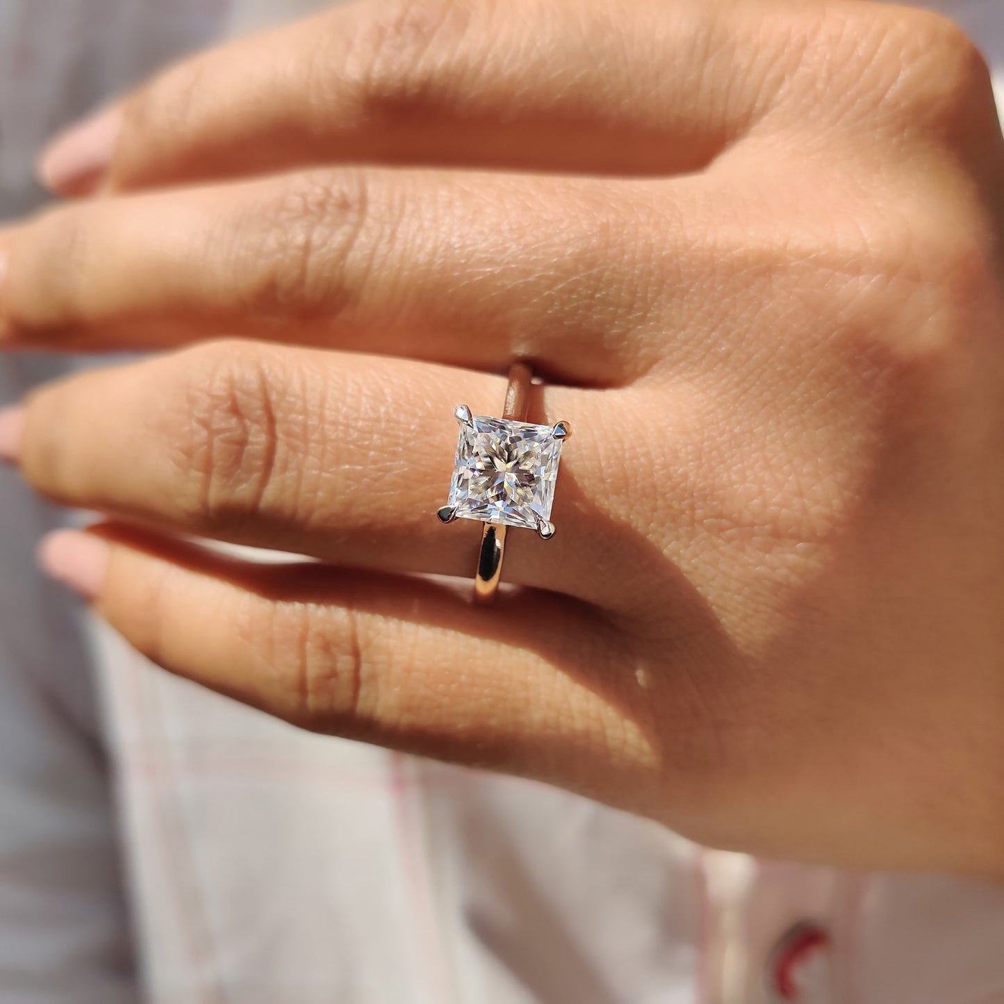 Princess Cut Moissanite Solitaire Ring