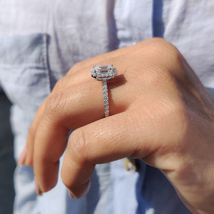 Emerald Cut Halo Ring