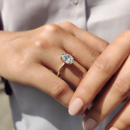 Oval Moissanite Engagement Ring With Hidden Halo Style