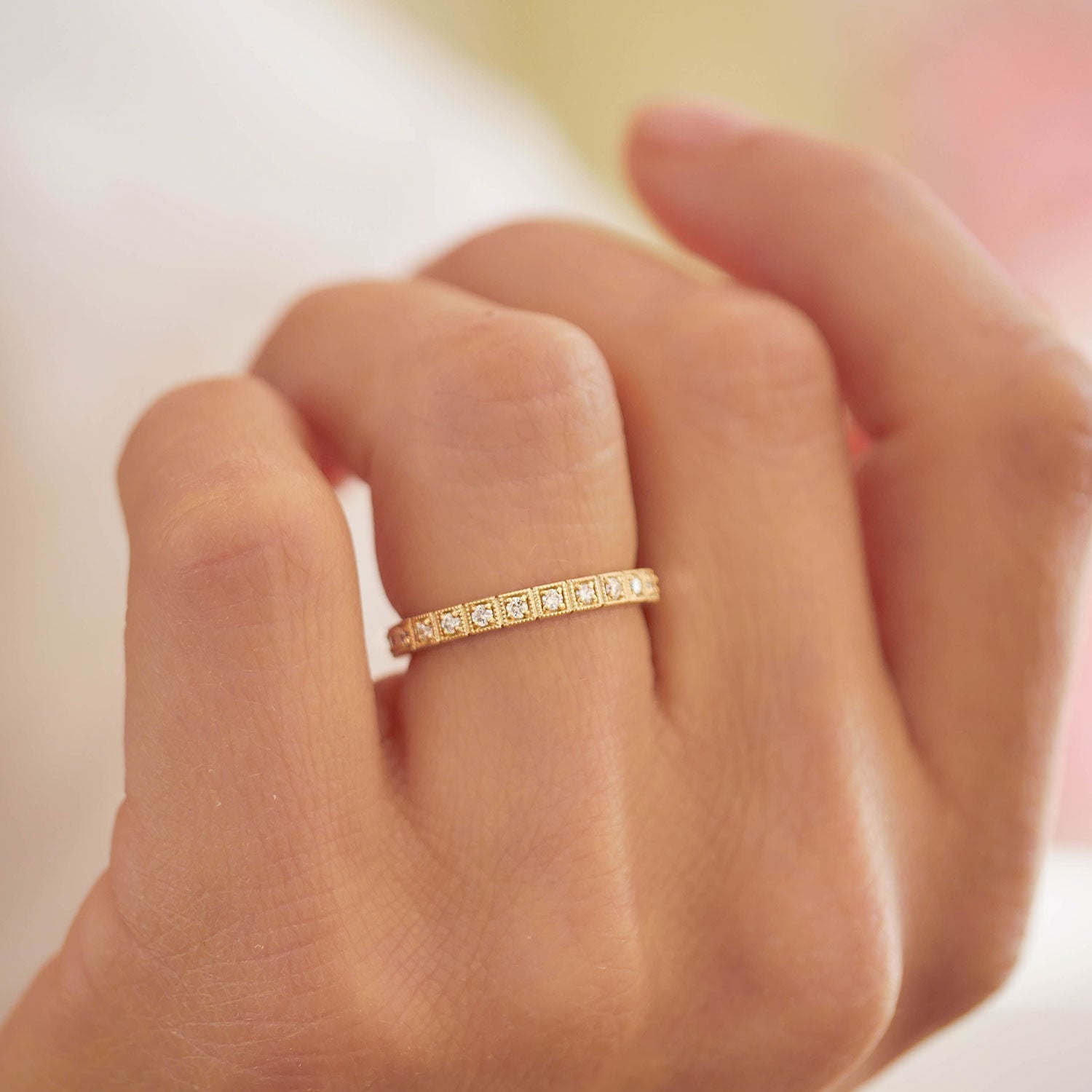 0.25 TCW Round Shaped Half Eternity Lab Grown Diamond Wedding Band