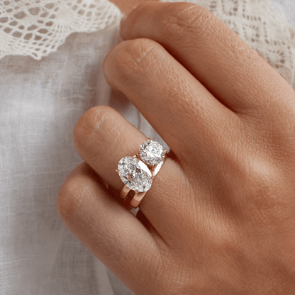 Marquise Shaped Three Stone Lab Grown Diamond Engagement Ring