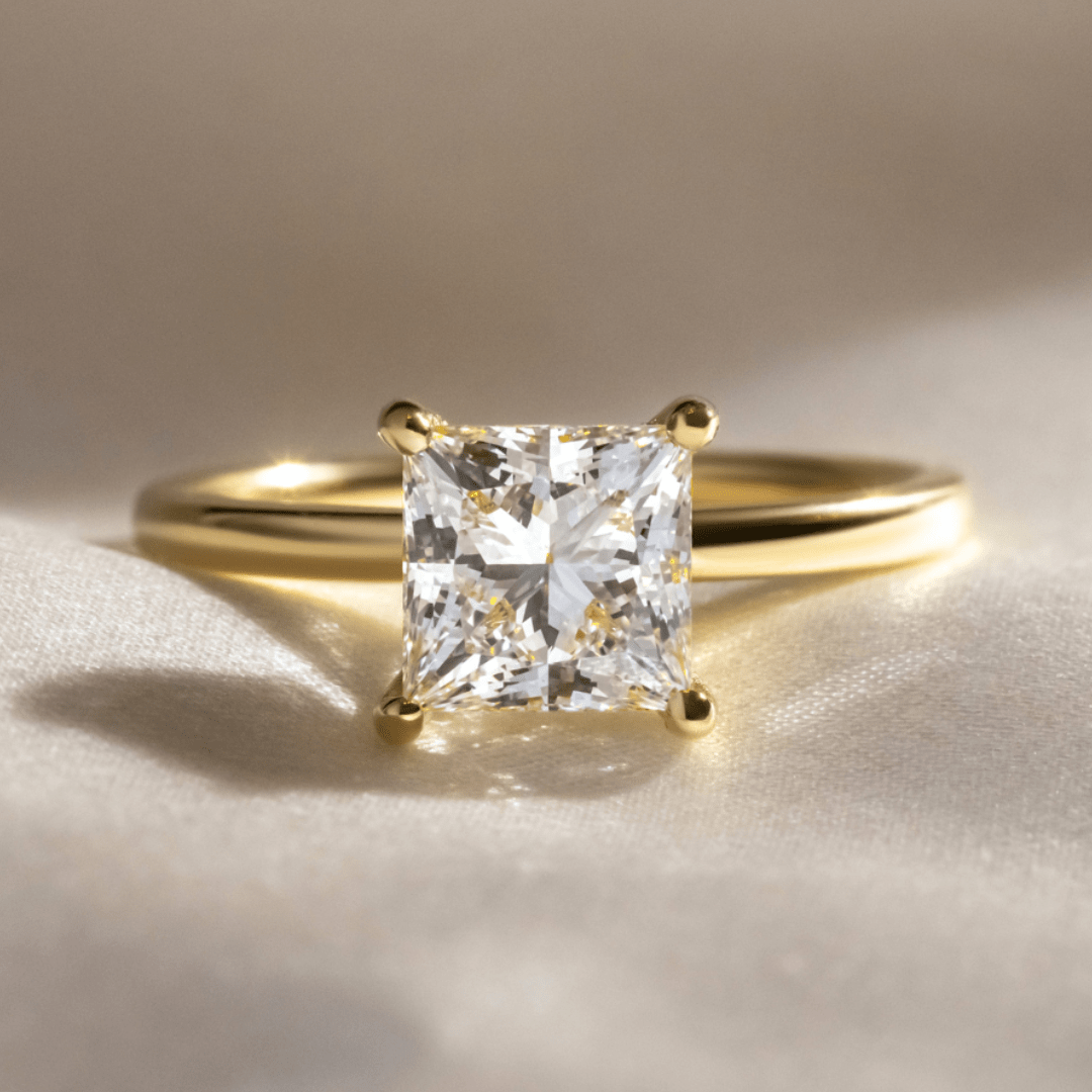 Marquise Shaped Three Stone Lab Grown Diamond Engagement Ring