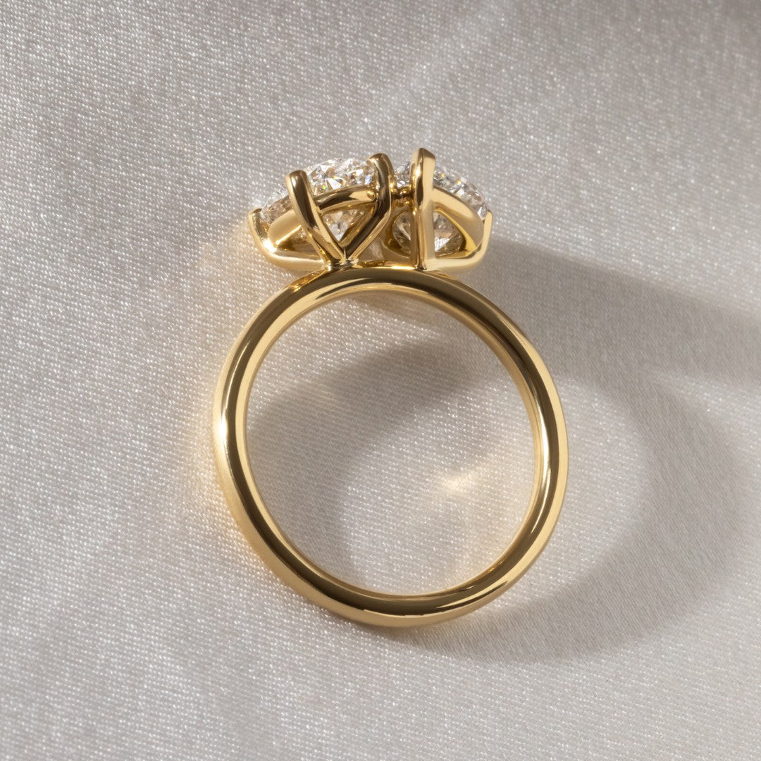 Marquise Shaped Three Stone Lab Grown Diamond Engagement Ring