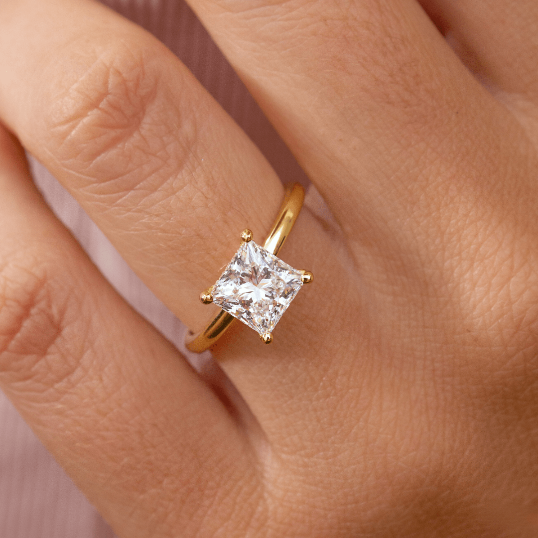 Marquise Shaped Three Stone Lab Grown Diamond Engagement Ring
