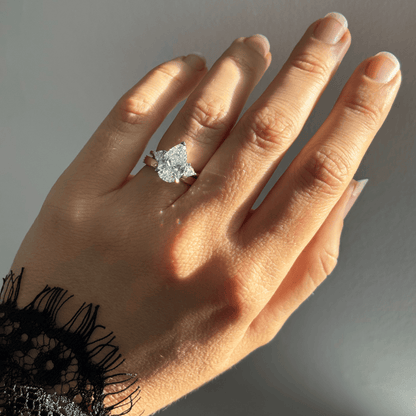 Marquise Shaped Three Stone Lab Grown Diamond Engagement Ring