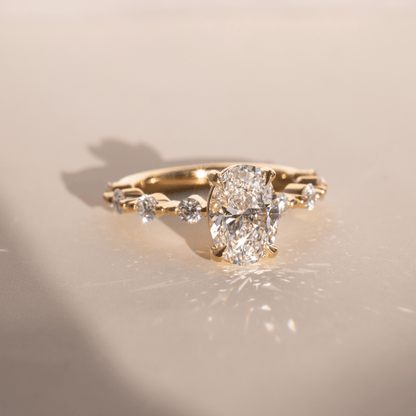 Marquise Shaped Three Stone Lab Grown Diamond Engagement Ring