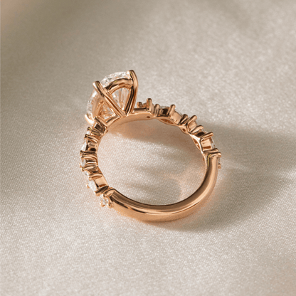 Marquise Shaped Three Stone Lab Grown Diamond Engagement Ring