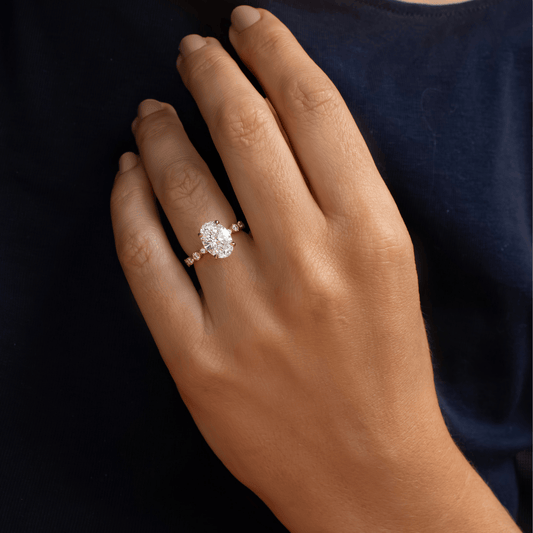 Marquise Shaped Three Stone Lab Grown Diamond Engagement Ring