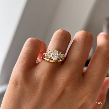 Marquise Shaped Three Stone Lab Grown Diamond Engagement Ring