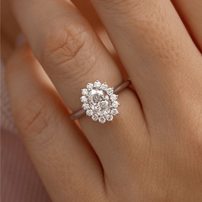 Marquise Shaped Three Stone Lab Grown Diamond Engagement Ring