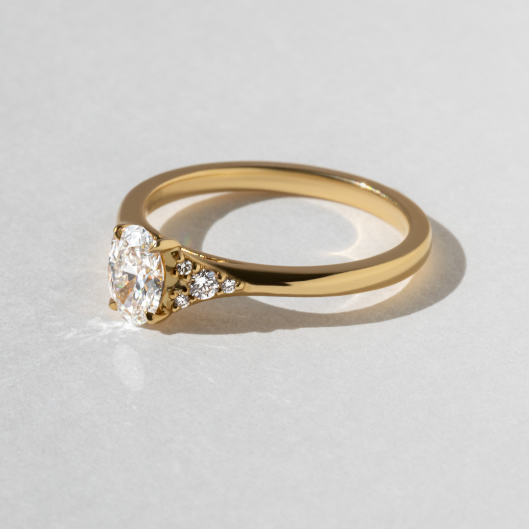 Marquise Shaped Three Stone Lab Grown Diamond Engagement Ring