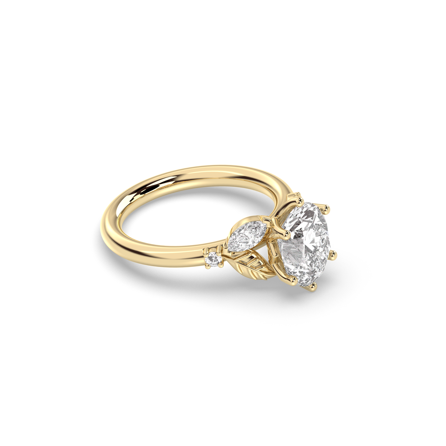 Marquise Shaped Three Stone Lab Grown Diamond Engagement Ring