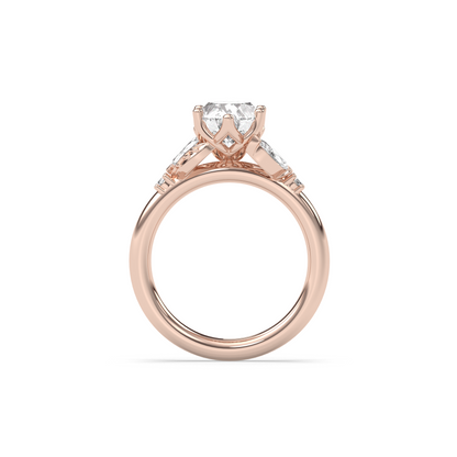 Marquise Shaped Three Stone Lab Grown Diamond Engagement Ring
