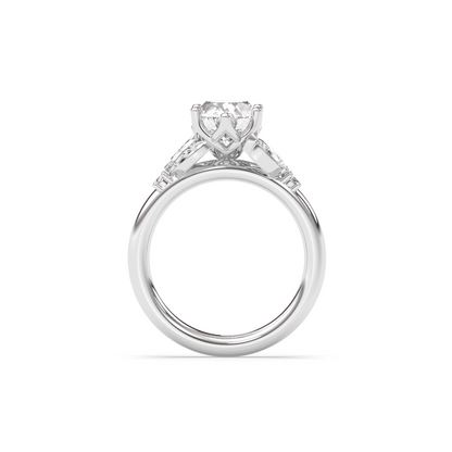 Marquise Shaped Three Stone Lab Grown Diamond Engagement Ring