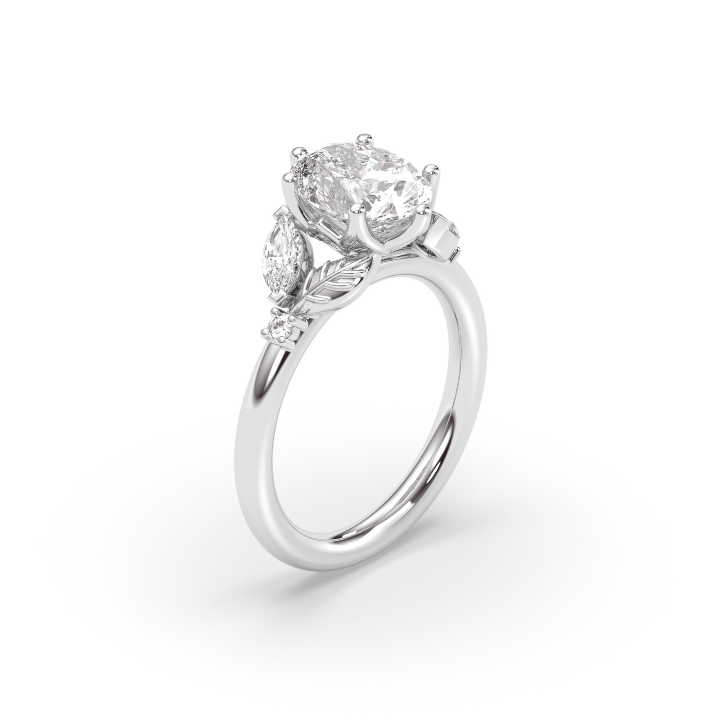 Marquise Shaped Three Stone Lab Grown Diamond Engagement Ring
