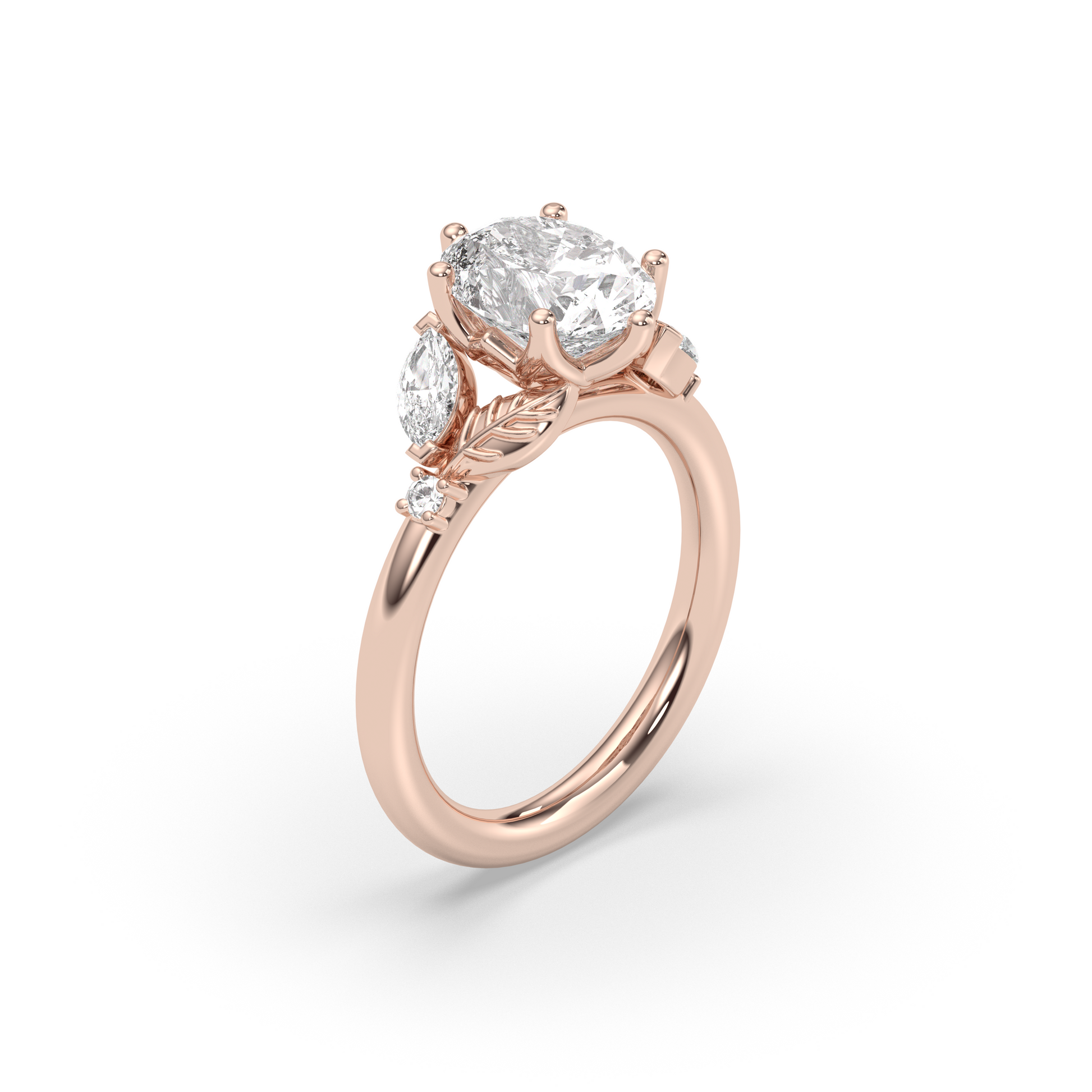 Marquise Shaped Three Stone Lab Grown Diamond Engagement Ring
