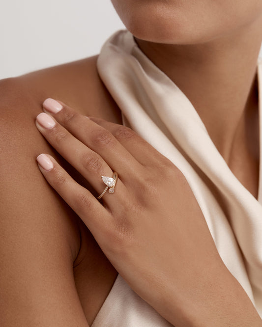 Marquise Shaped Three Stone Lab Grown Diamond Engagement Ring