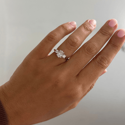 Marquise Shaped Three Stone Lab Grown Diamond Engagement Ring