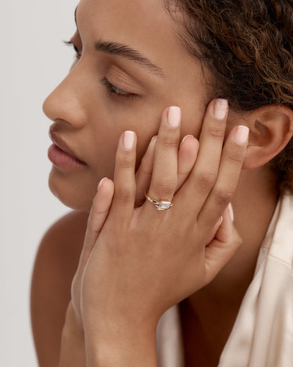 Marquise Shaped Three Stone Lab Grown Diamond Engagement Ring